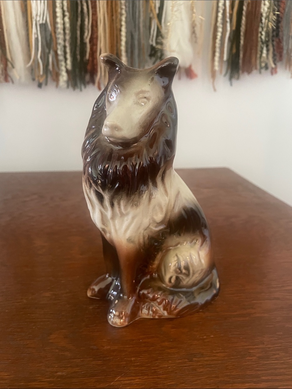 Brown Ceramic Collie Figurine - Home Art